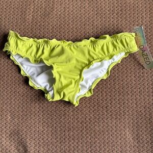 SunDazed Bikini Bottom Olive Green Ruched Ruffle Mermaid Women's Size XS NWT